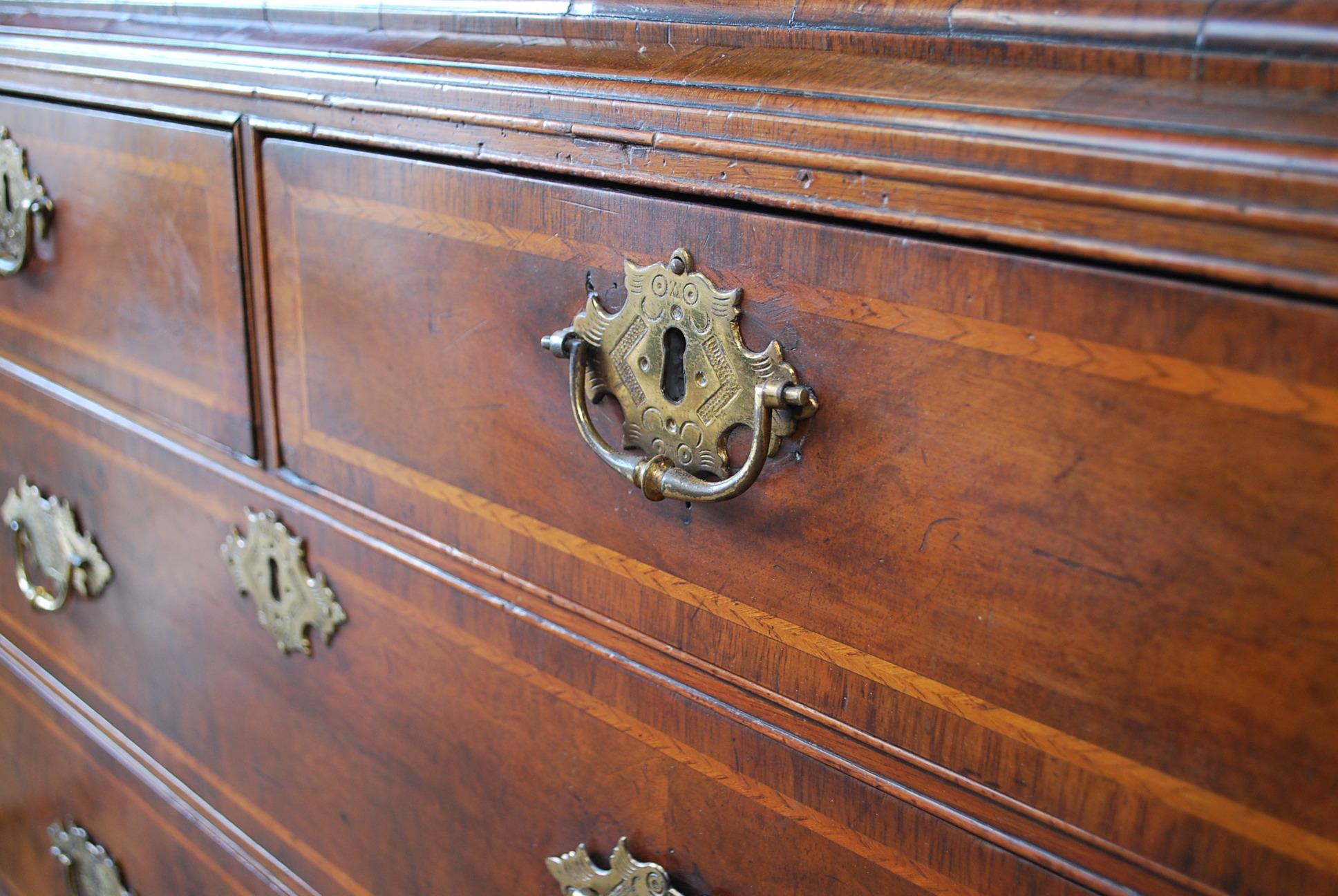 Early 18th Century George I Walnut Double Dome Bookcase on Chest For Sale