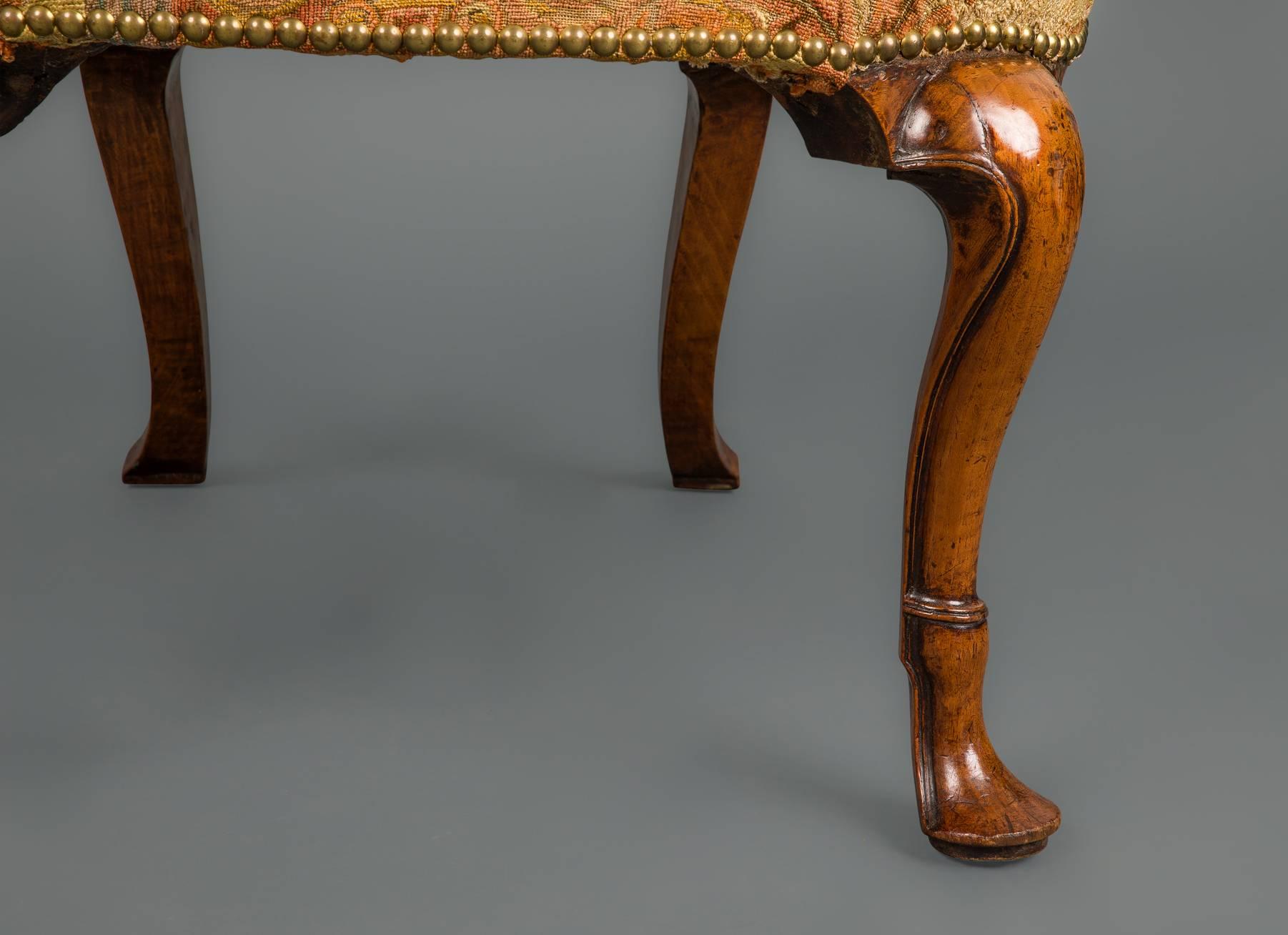 Early 18th Century George I Walnut Shepherd’s Crook Armchair