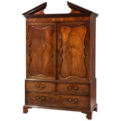 George II 18th Century Period Mahogany Clothes Press