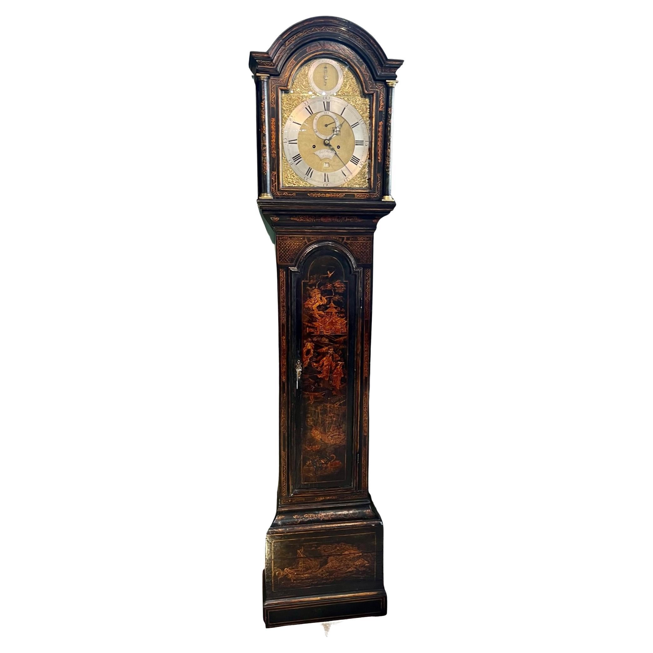 George II 8 Day Striking Chinoiserie Longcase Clock by Royal Clockmaker