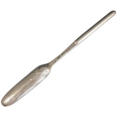 George II Antique Silver Fancy Back Marrow Scoop by Ebenezer Coker, London, 1751