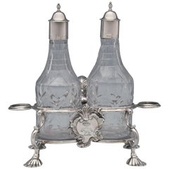 George II Antique Sterling Silver Oil and Vinegar Set by Samuel Wood in 1751