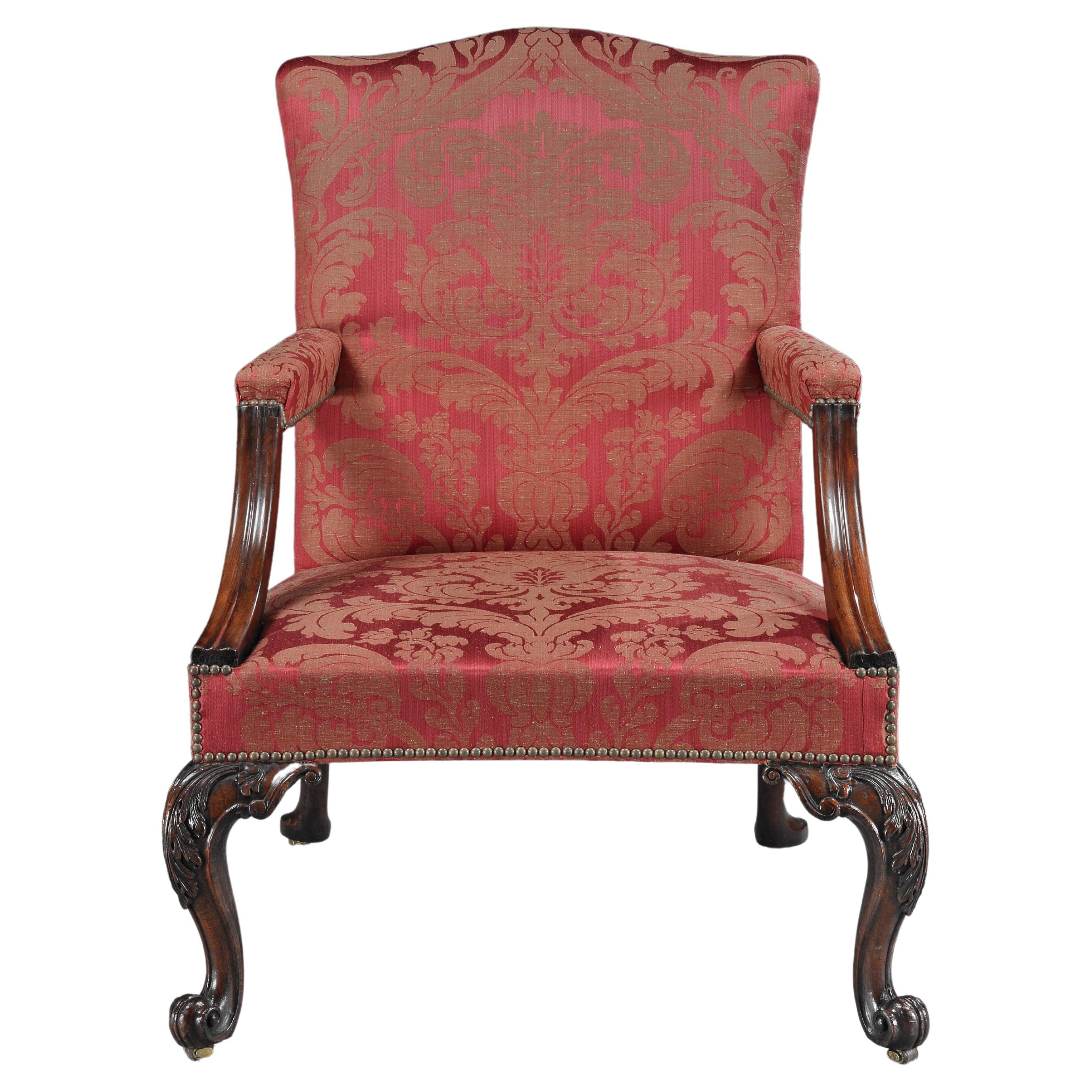 George II Antique Walnut Library Armchair For Sale