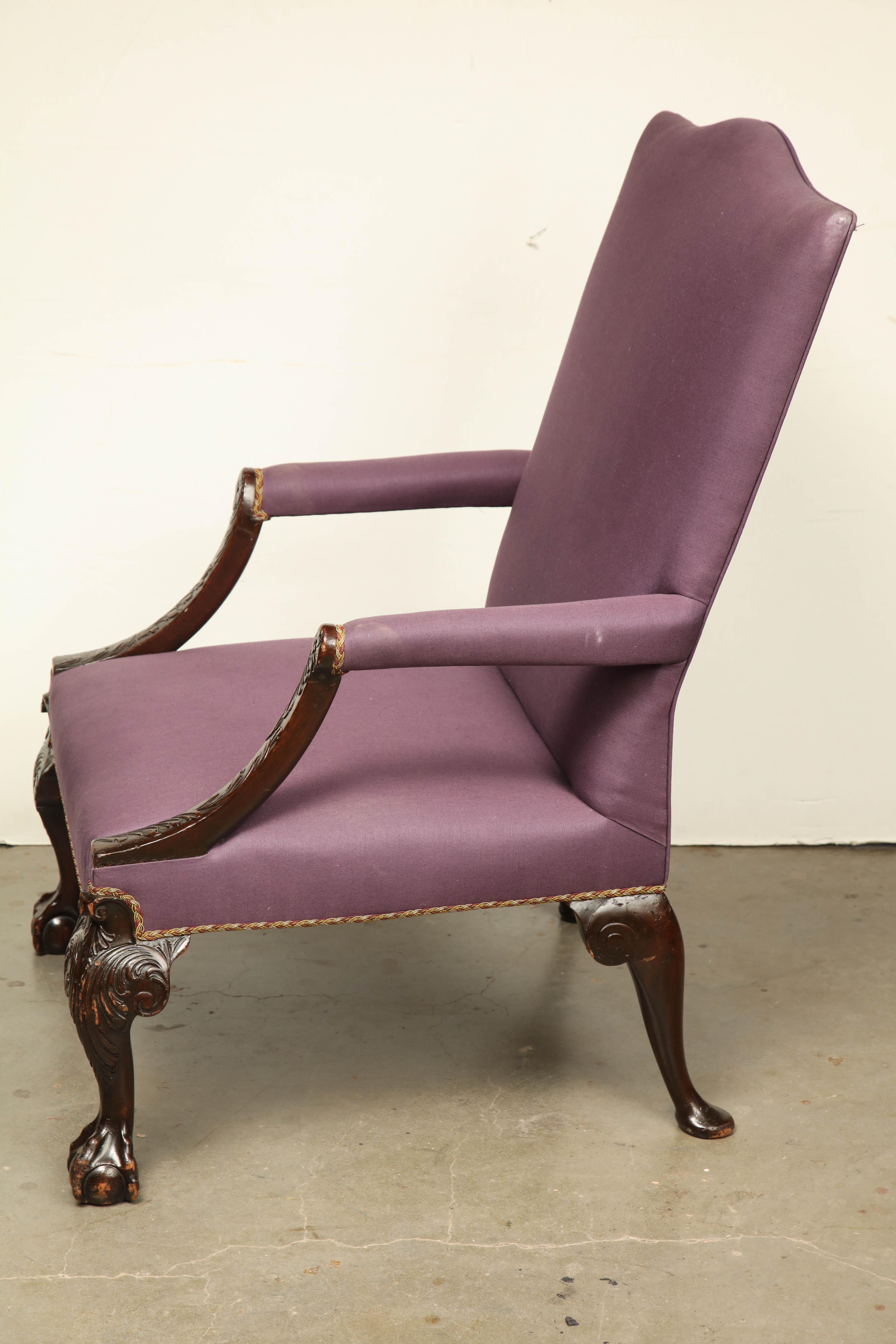 George II Ball and Claw Foot Gainsborough Armchair In Good Condition In Westwood, NJ