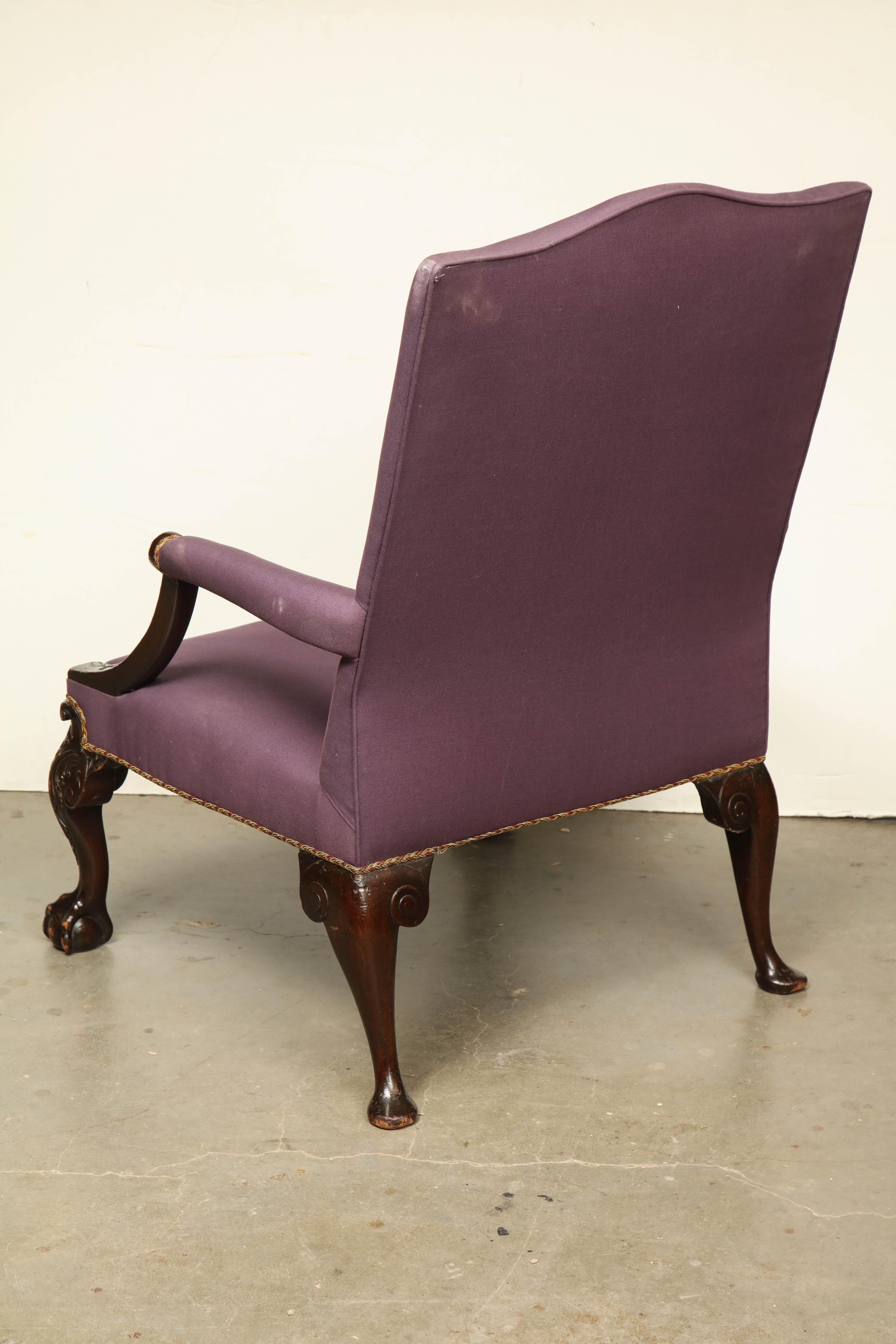 Late 18th Century George II Ball and Claw Foot Gainsborough Armchair