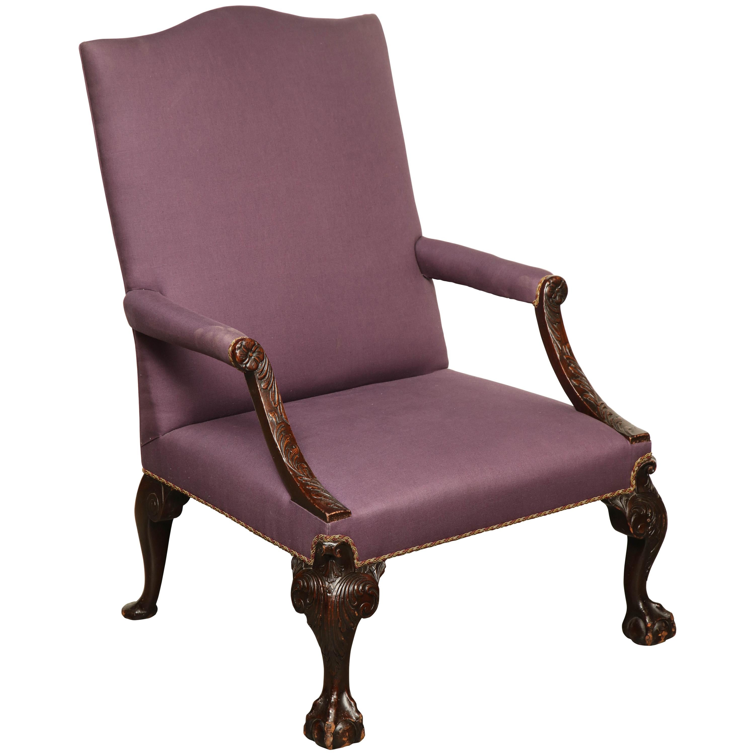 George II Ball and Claw Foot Gainsborough Armchair