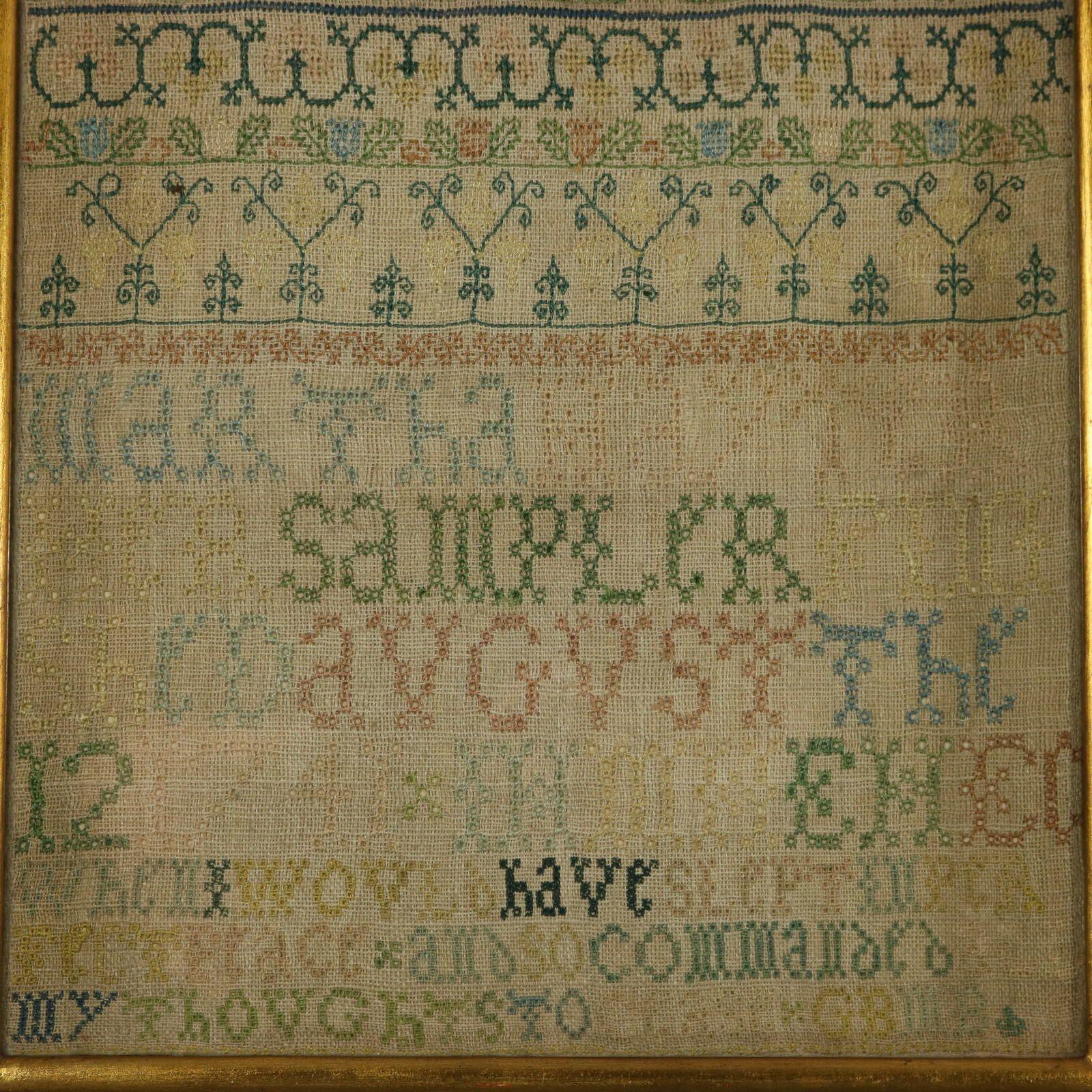 George II Band Sampler, 1741, by Martha Hayter In Good Condition For Sale In Chelmsford, Essex