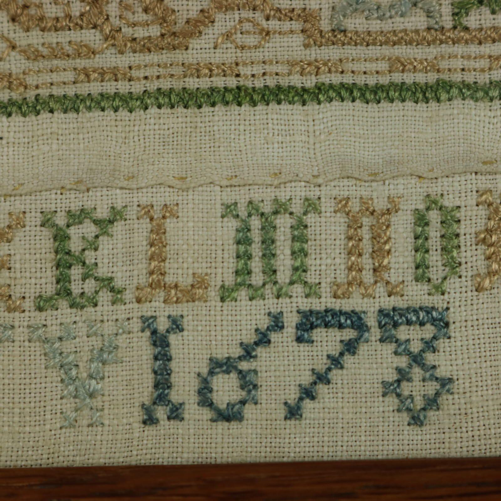 George II Band Sampler, datiert 1678, genäht von EV im Angebot 9