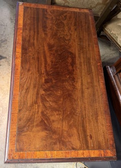 George II Banded Kneehole Desk in Mahogany & Satinwood