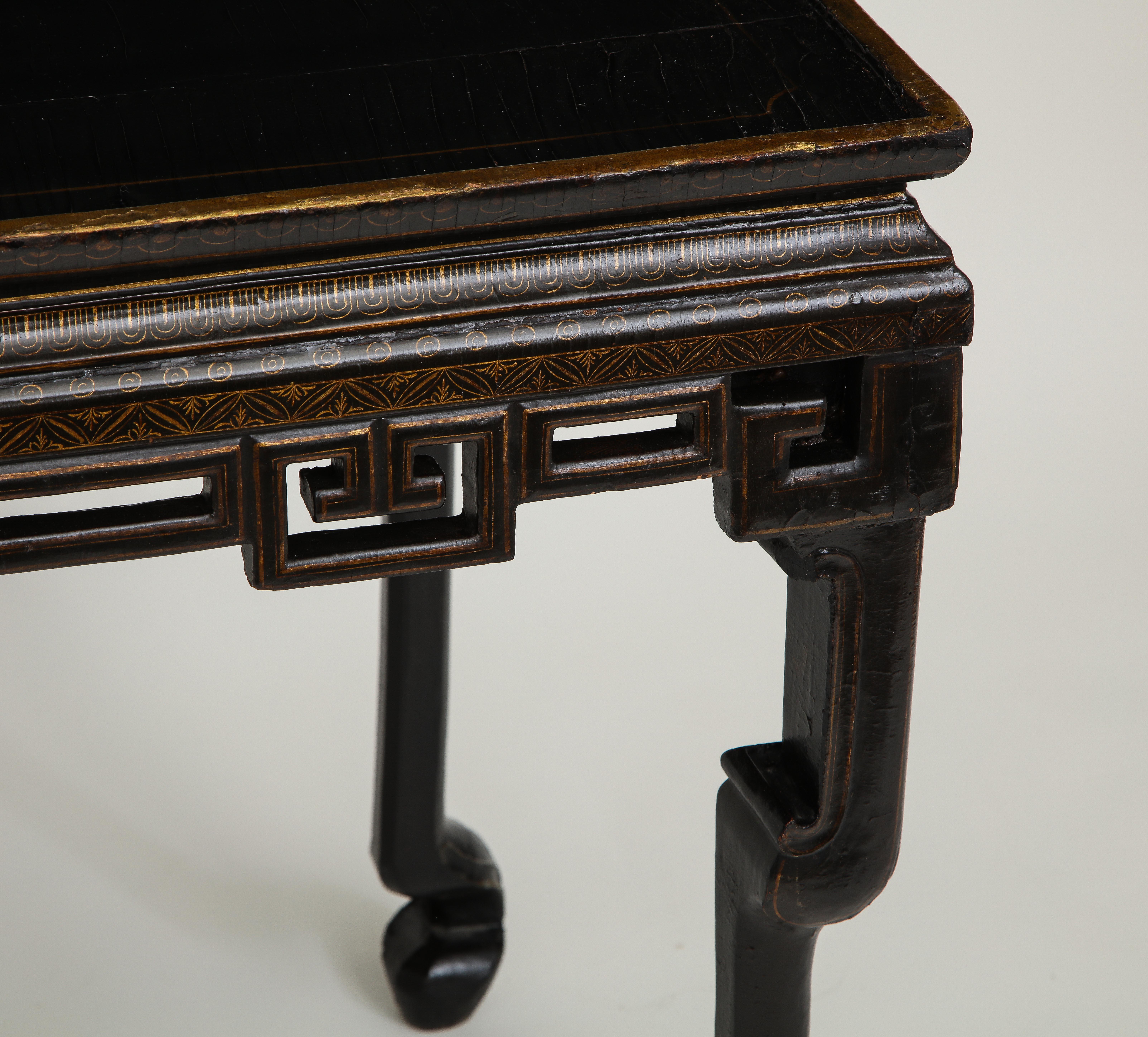 British George II Black and Gilt Japanned Center Table