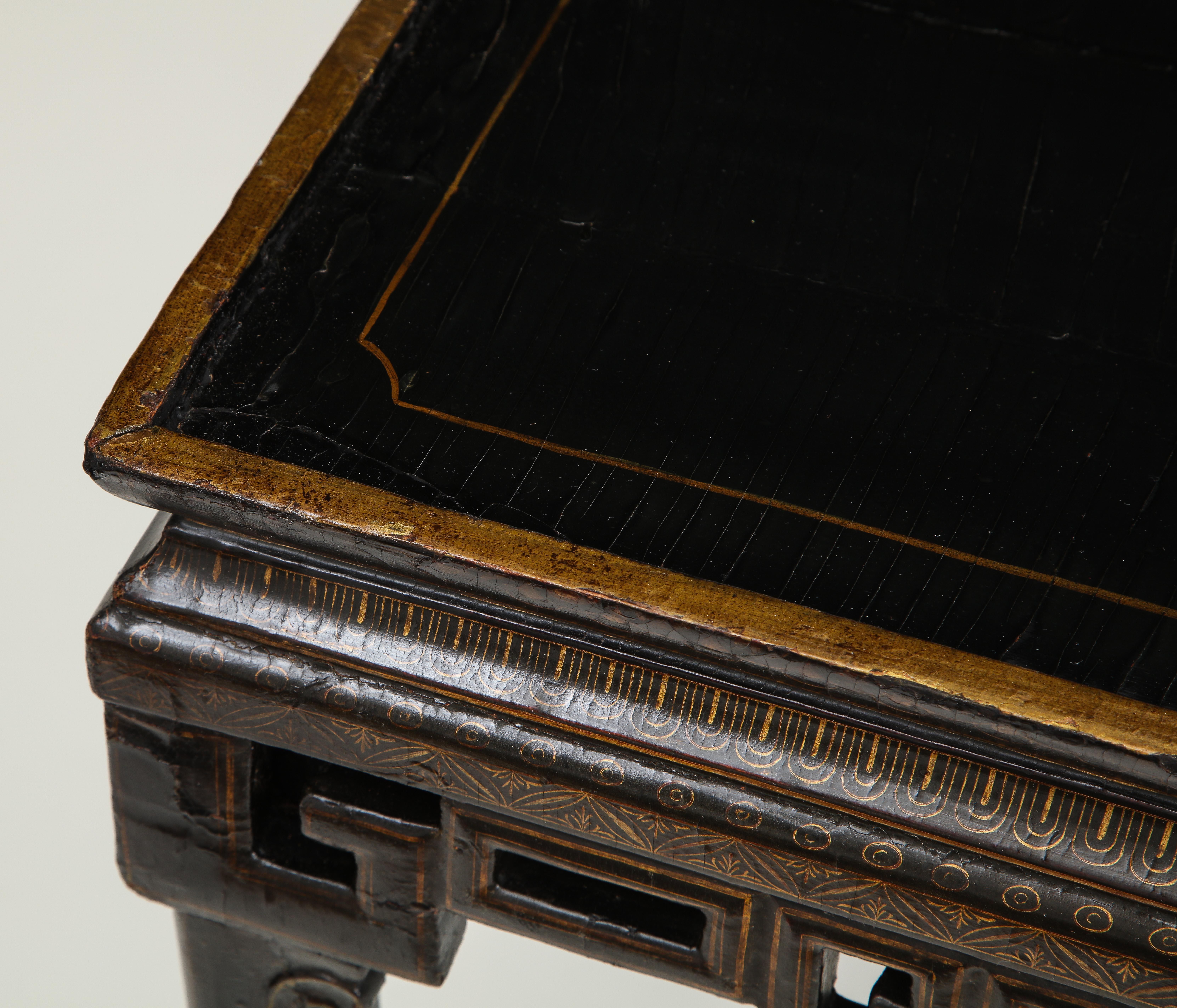 18th Century George II Black and Gilt Japanned Center Table