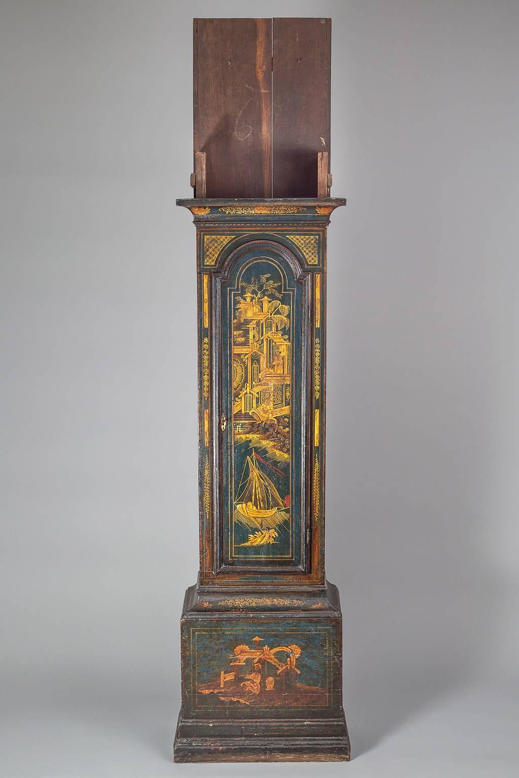 George II Blue Lacquered Tall Case Clock 2