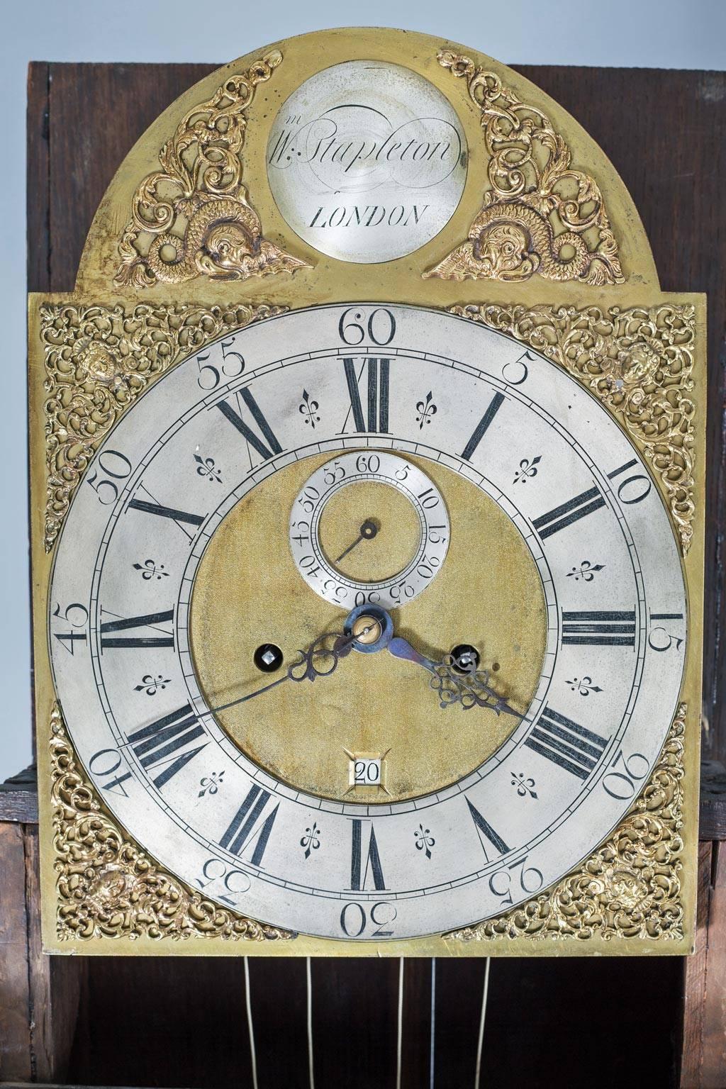George II Blue Lacquered Tall Case Clock In Good Condition In Sheffield, MA