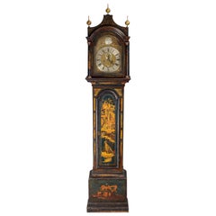 George II Blue Lacquered Tall Case Clock