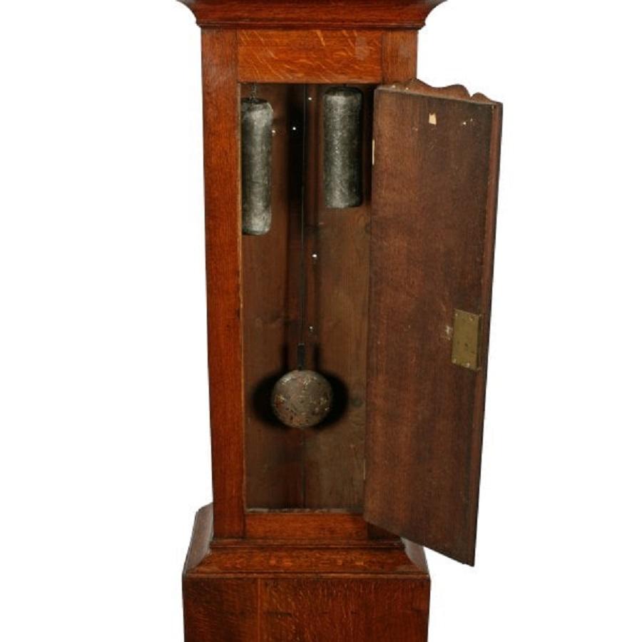 European George II Brass Dial Oak Grandfather Clock, 18th Century For Sale