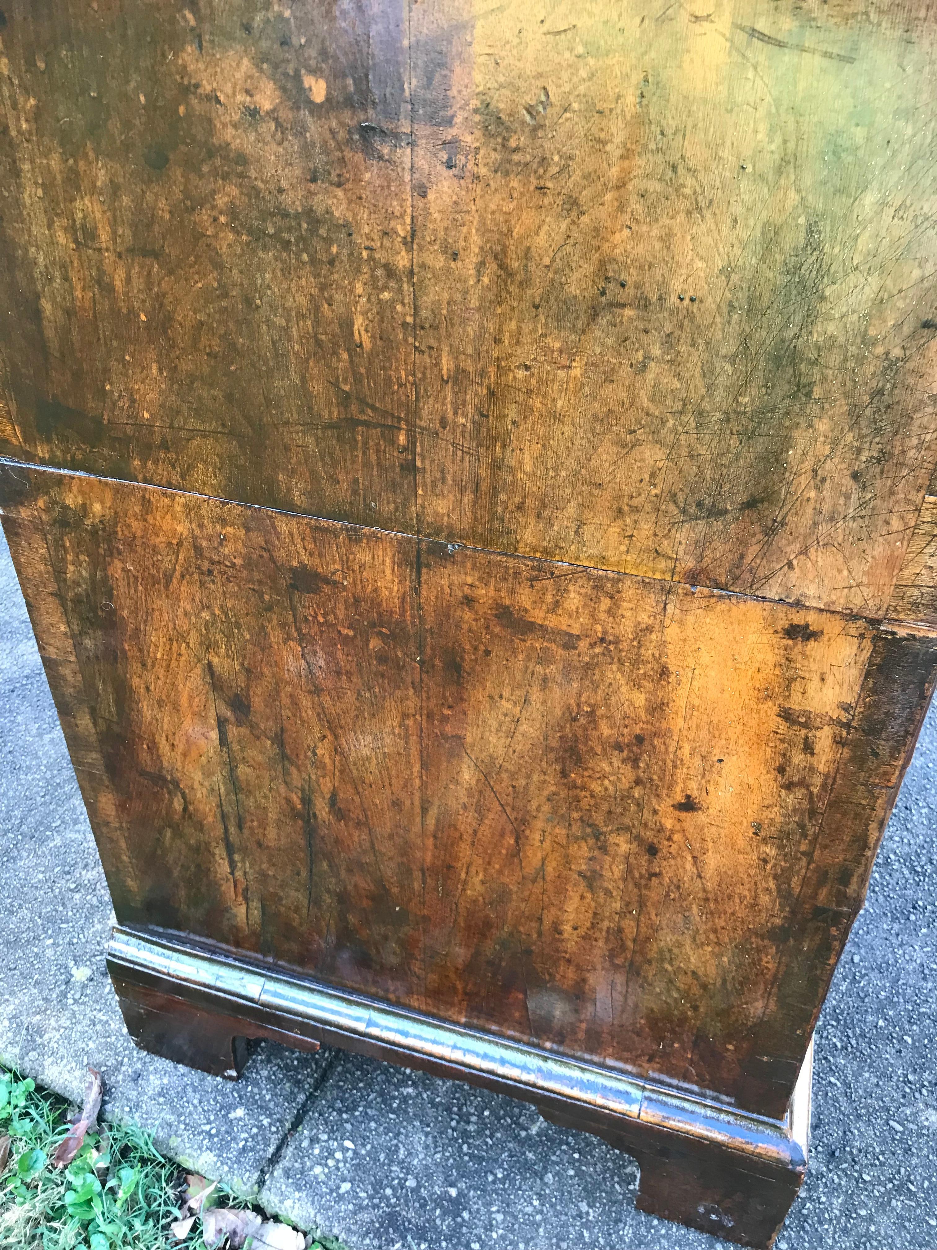 George II Burl Walnut Chest with Two Short Over Three Long Drawers 6