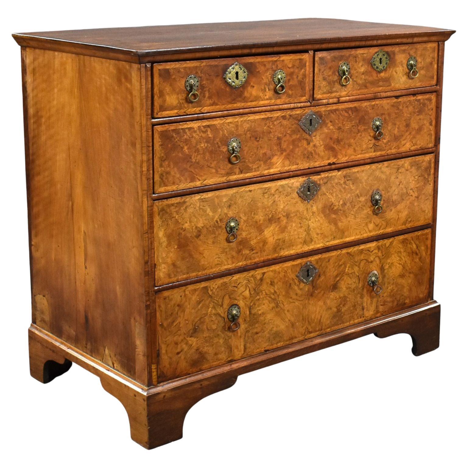 George II Burr Walnut Chest of Drawers For Sale