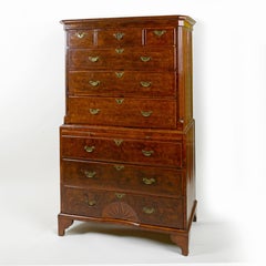 George II Burr Walnut Chest on Chest