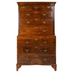 George II Burr Walnut Chest on Chest
