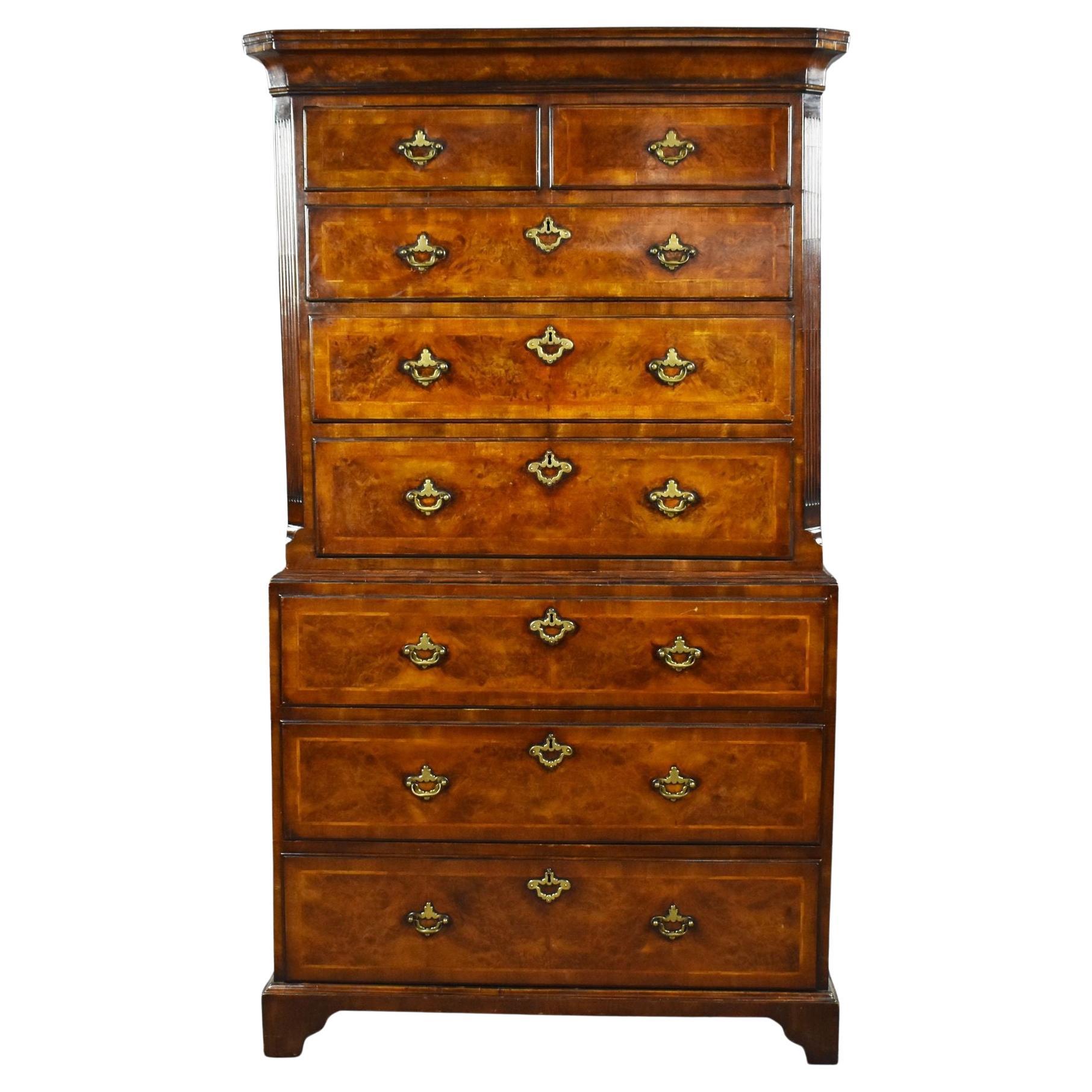 George II Burr Walnut Chest on Chest For Sale