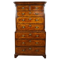 George II Burr Walnut Chest on Chest