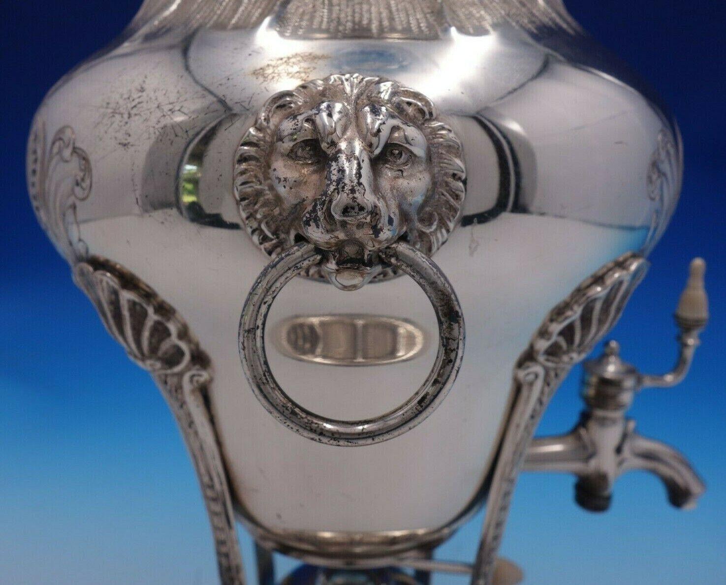 20th Century George II by Tuttle Sterling Silver Coffee Urn w/Lion Handles Paws #435 (#4882)