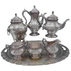 Vintage George II by Tuttle Sterling Silver Tea Set 6-Piece with Silverplate Tray