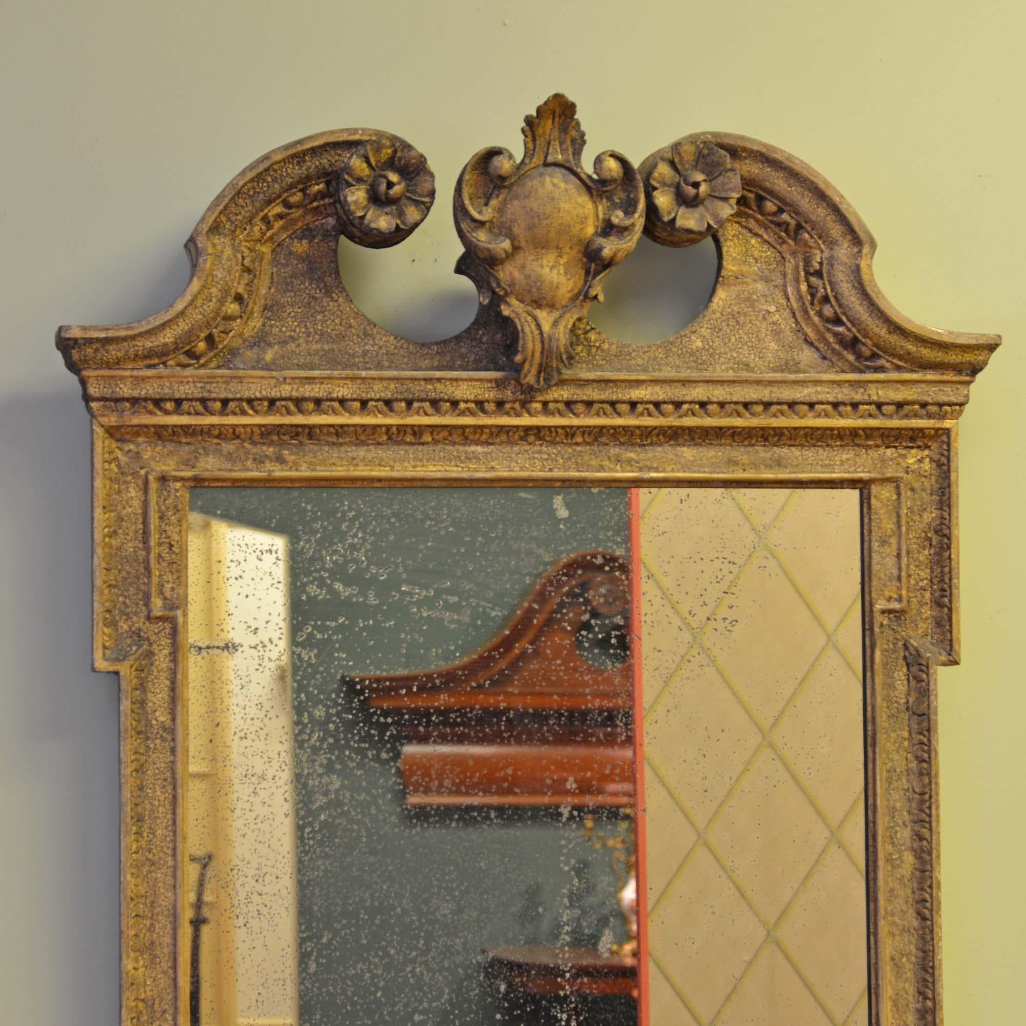 English George II carved giltwood mirror For Sale