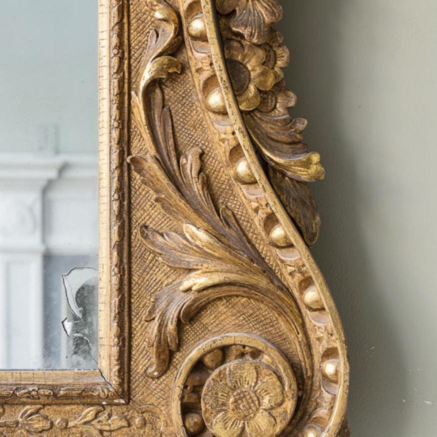 British George II Carved Giltwood Overmantel Mirror For Sale