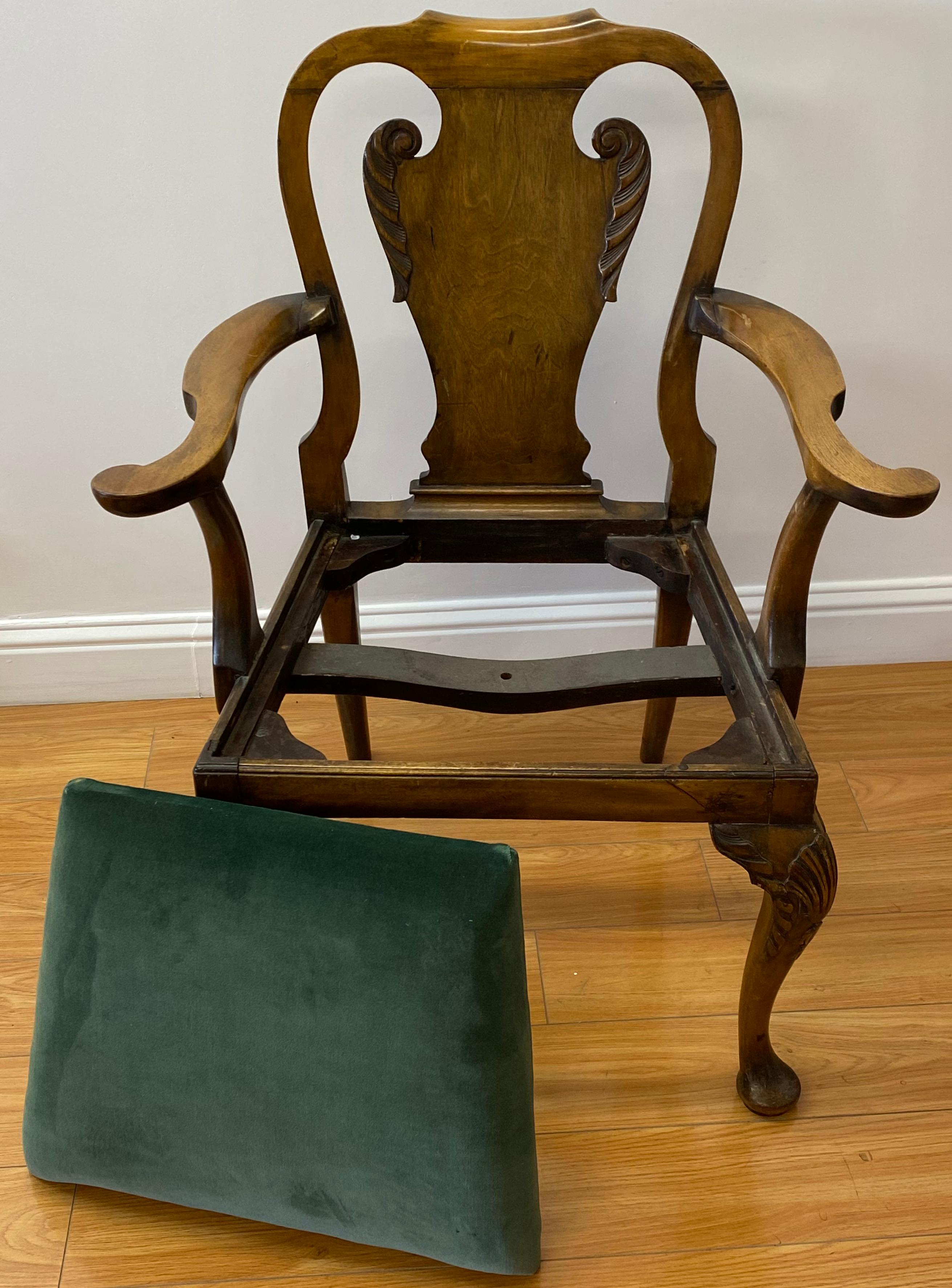 Queen Anne Style Carved Mahogany Armchair, circa 1830 2