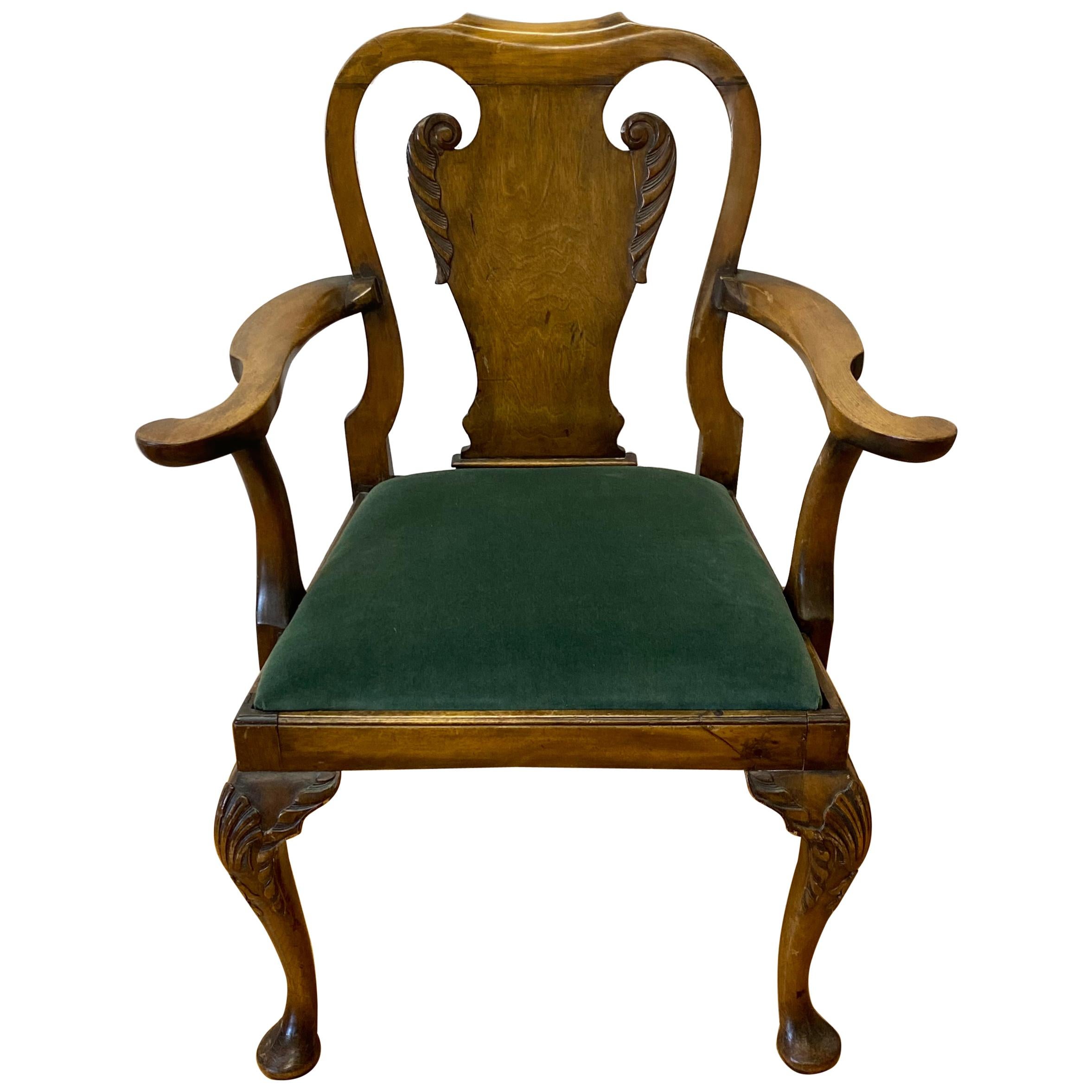 Queen Anne Style Carved Mahogany Armchair, circa 1830