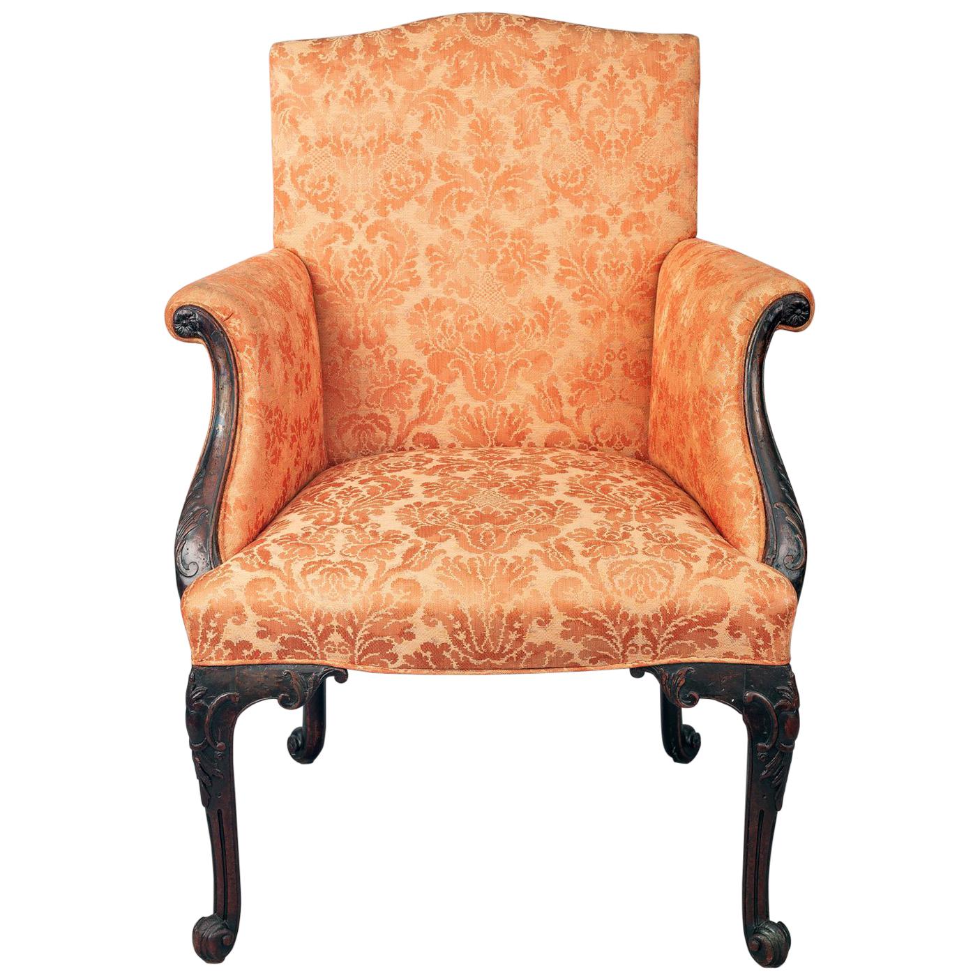 George II Carved Mahogany Bergere Armchair For Sale