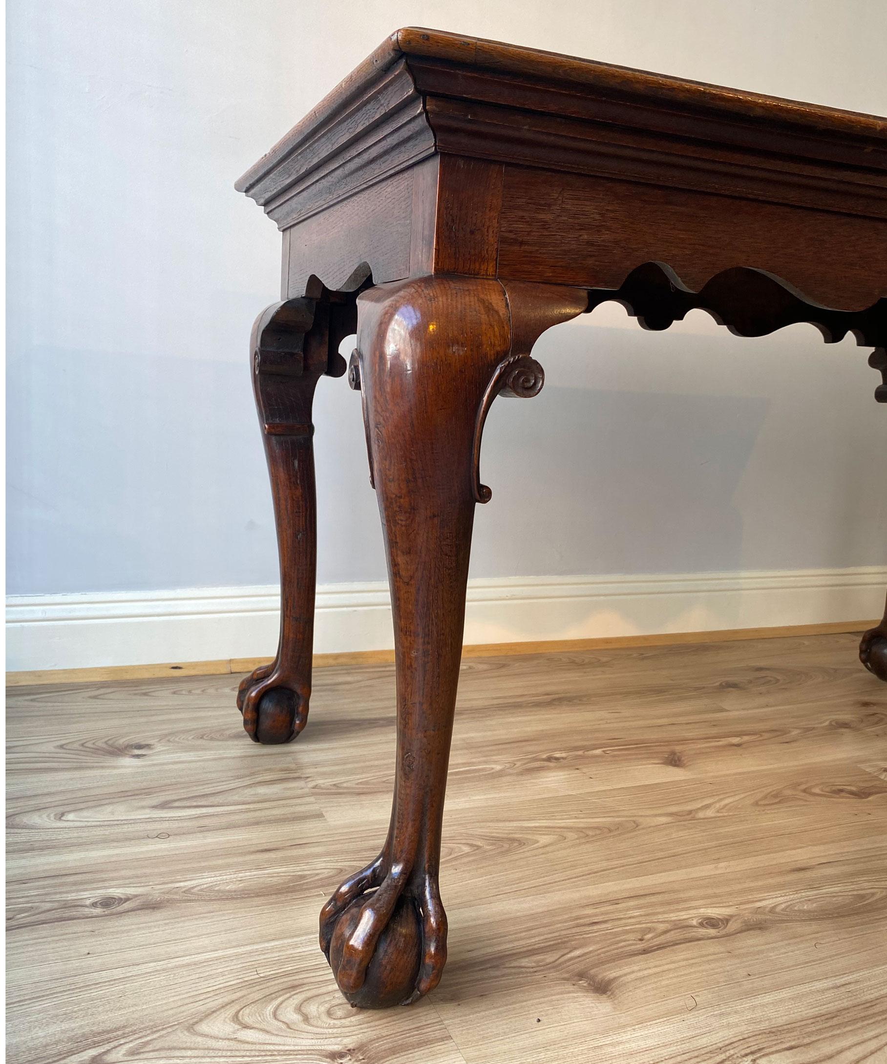 English George II Carved Oak Centre/ Writing Table