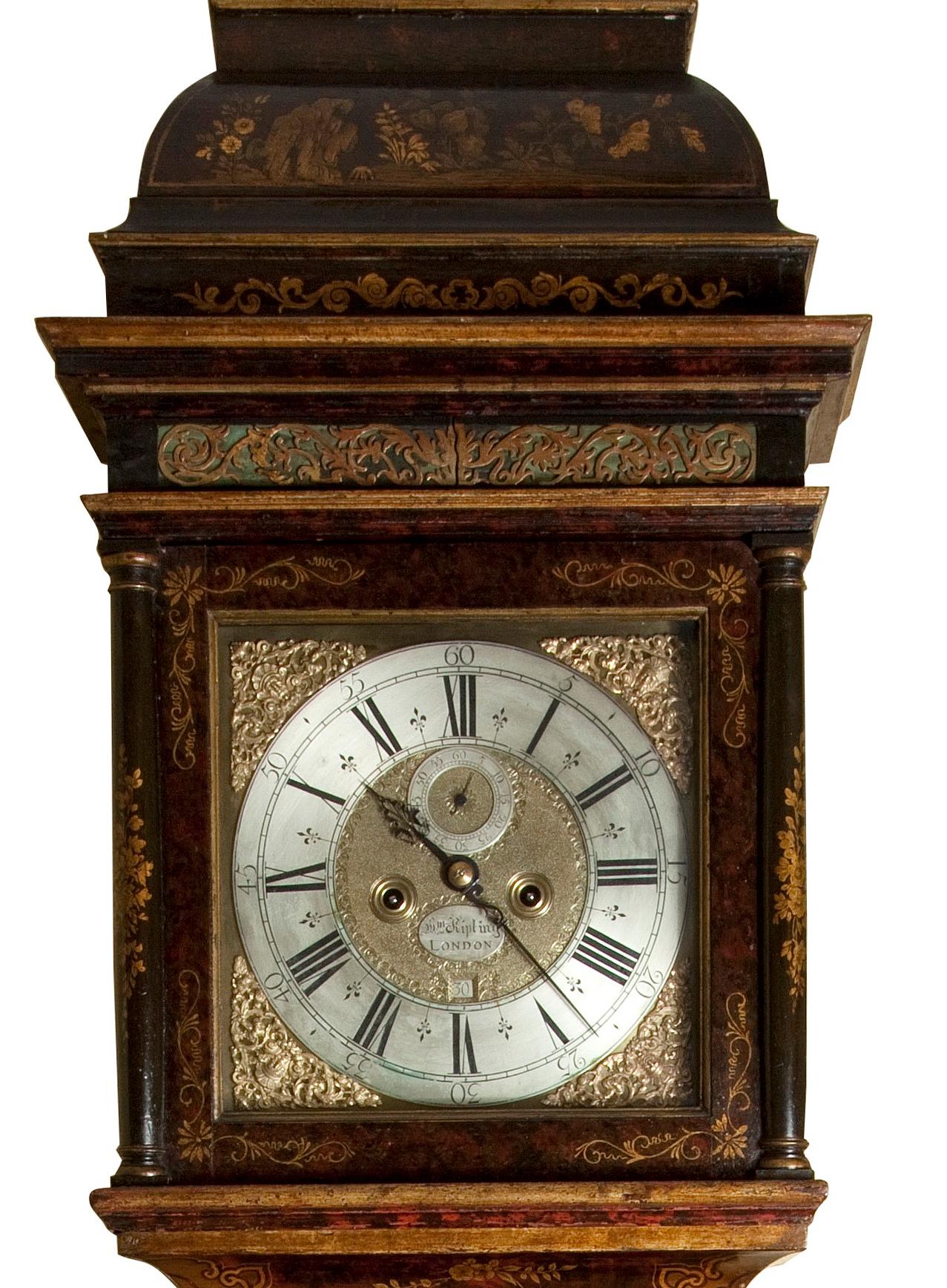 George II Longcase Clock by Kipling London, Chinoiserie Circa 1730