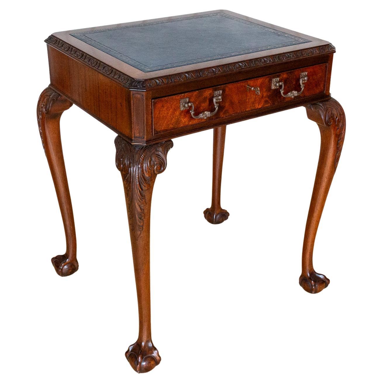 George II Chippendale Style Desk Mahogany Leather Top Antique Console Side Table