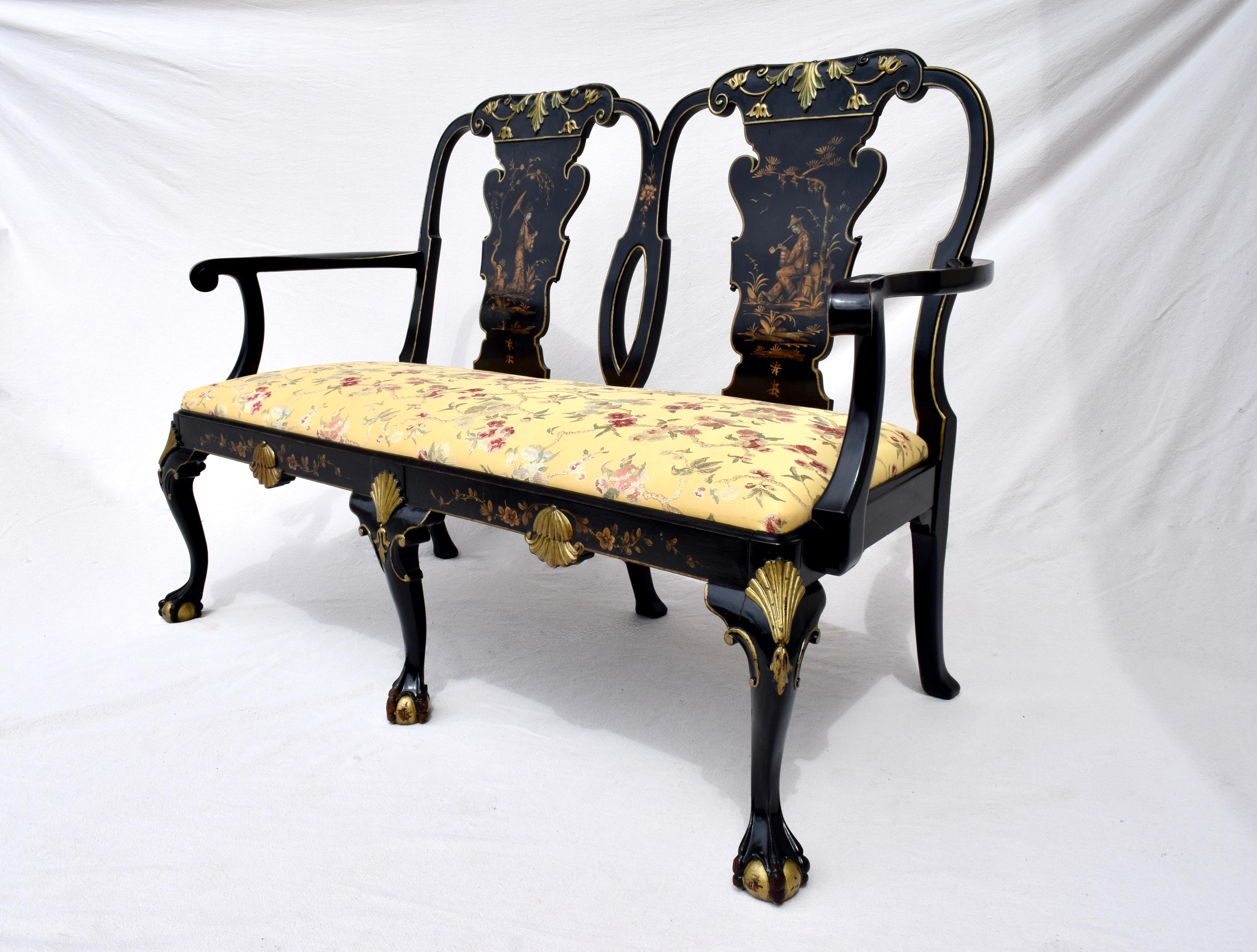Chinese Chippendale George II Chippendale Style Japanned Settee