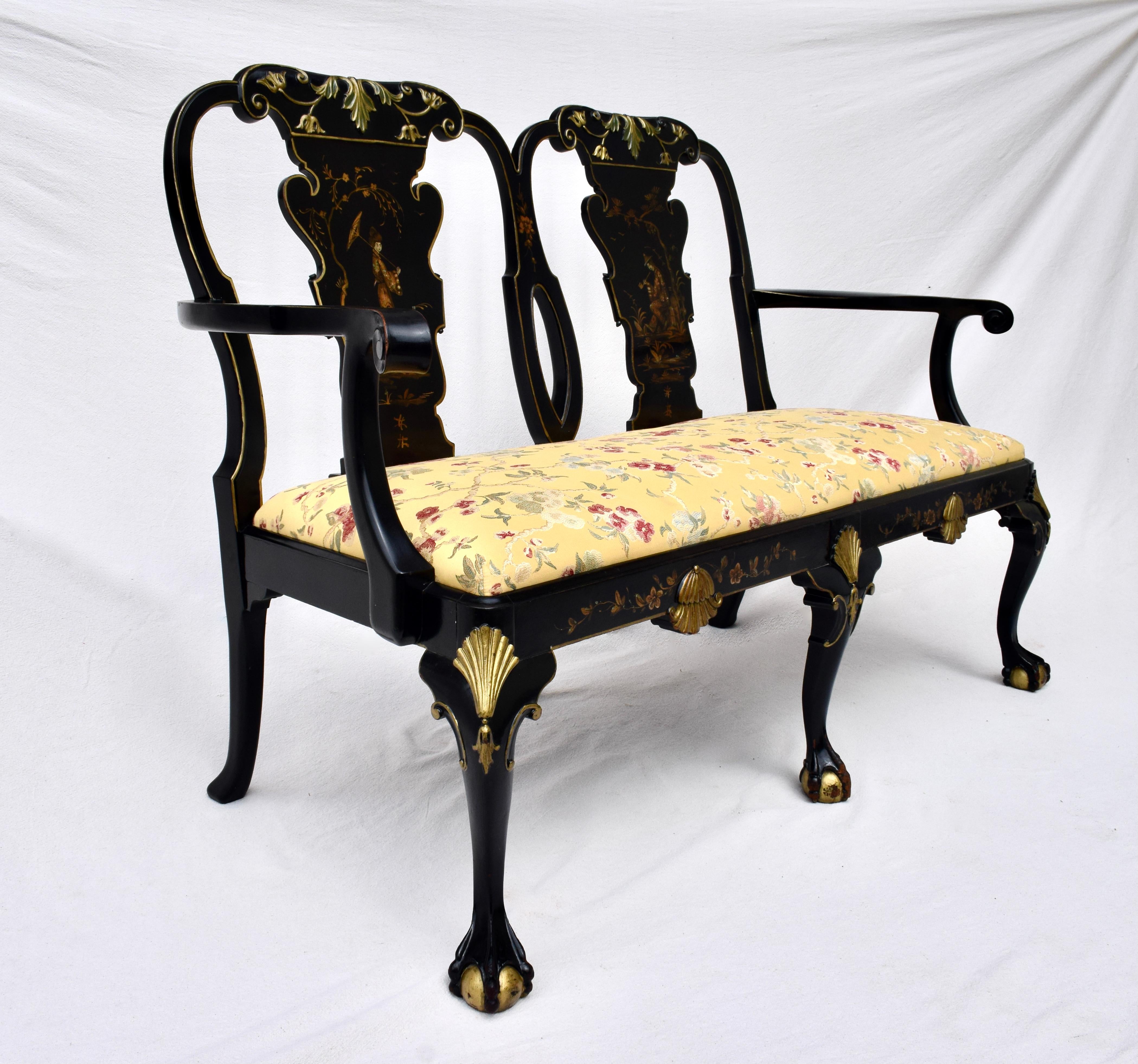 George II Chippendale Style Japanned Settee 1