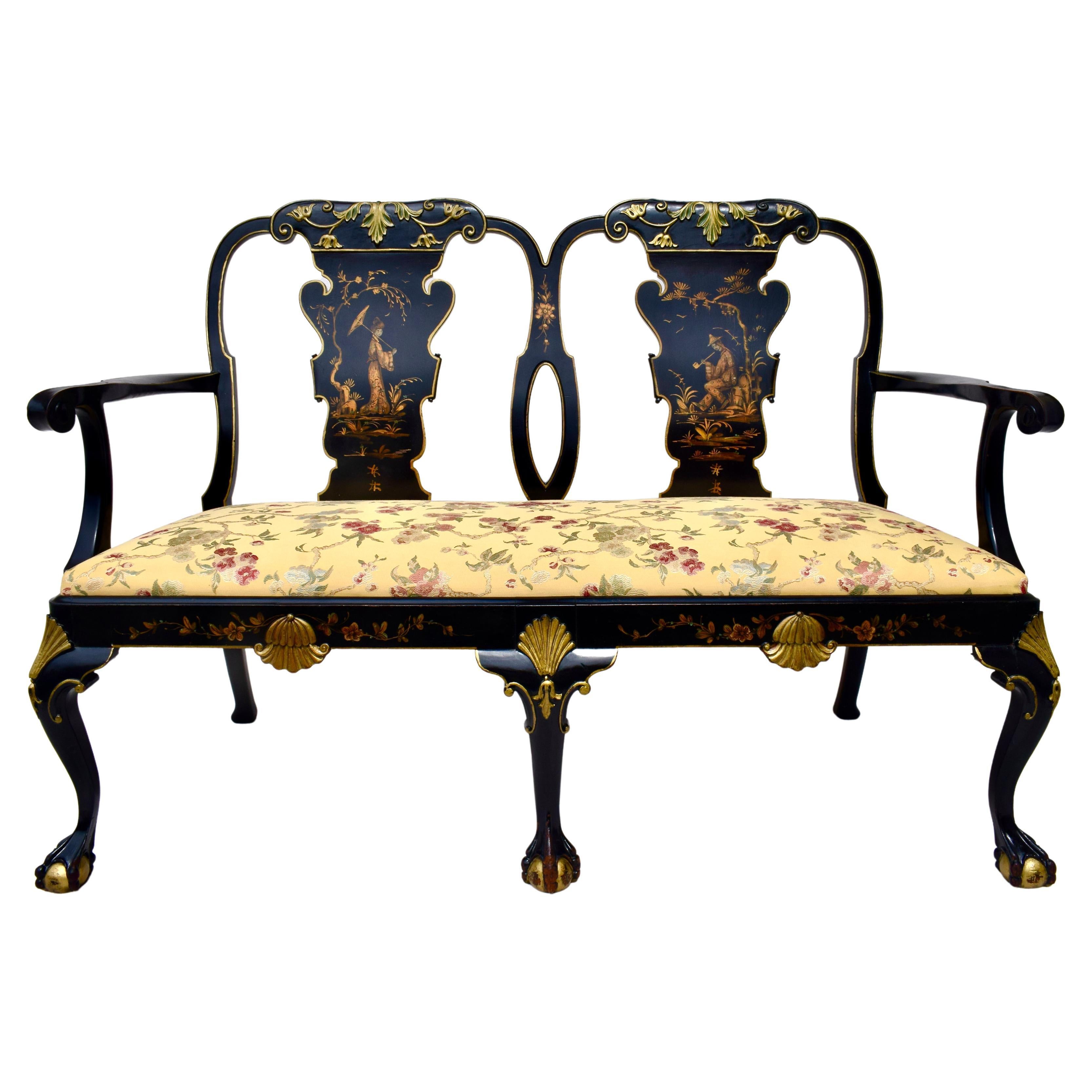 George II Chippendale Style Japanned Settee
