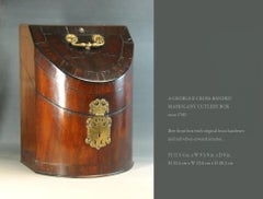 Scatola per posate in mogano a bande incrociate di Giorgio II, 1760 circa