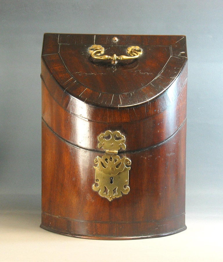 English George II Cross Banded Mahogany Cutlery Box, circa 1760 For Sale