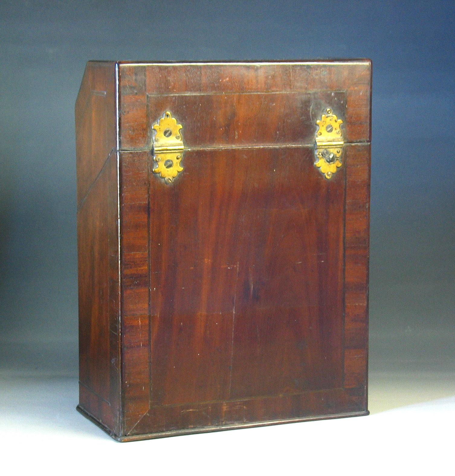 English George II Cross Banded Mahogany Cutlery Box, circa 1760 For Sale