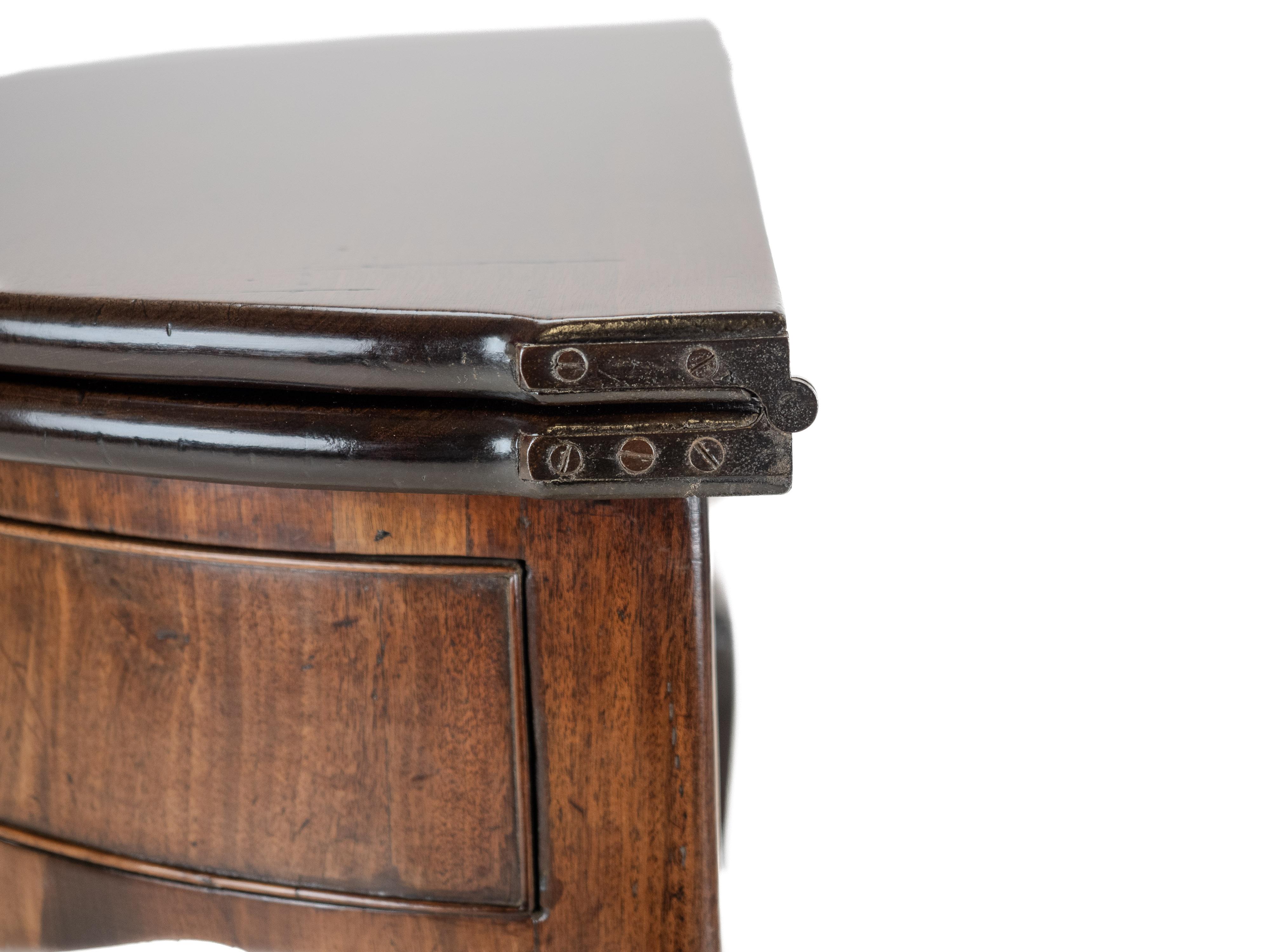 George II Cuban Mahogany Demi-Lune Fold-Over Tea Table, Twin Swing-Out Drawers For Sale 14