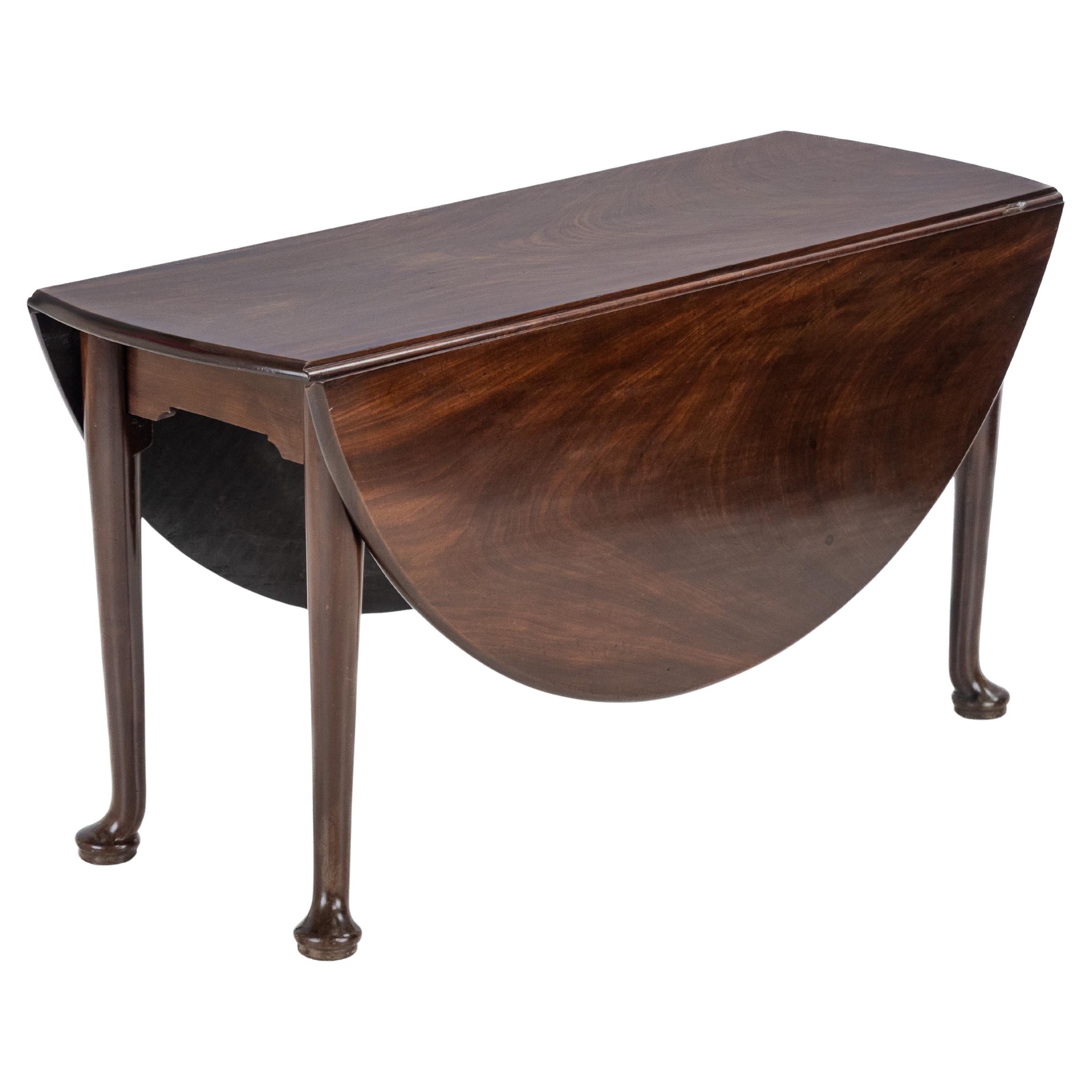 George II Cuban Mahogany Gate-Leg Drop-Leaf Oval Dining Table with Pad Feet