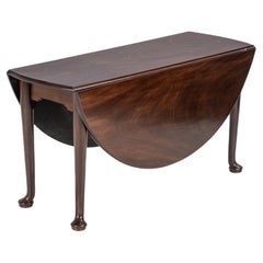 George II Cuban Mahogany Gate-Leg Drop-Leaf Oval Dining Table with Pad Feet