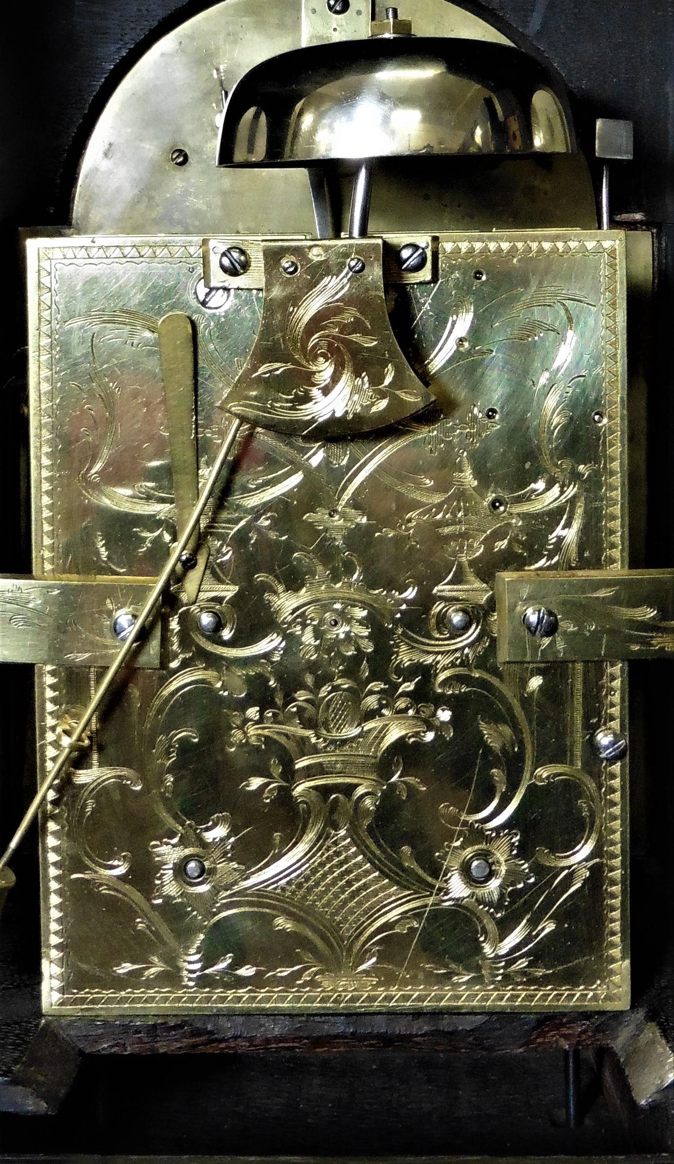 Horloge de chevalet anglaise George II en bois d'ébène de Thomas Wagstaffe, Londres en vente 3