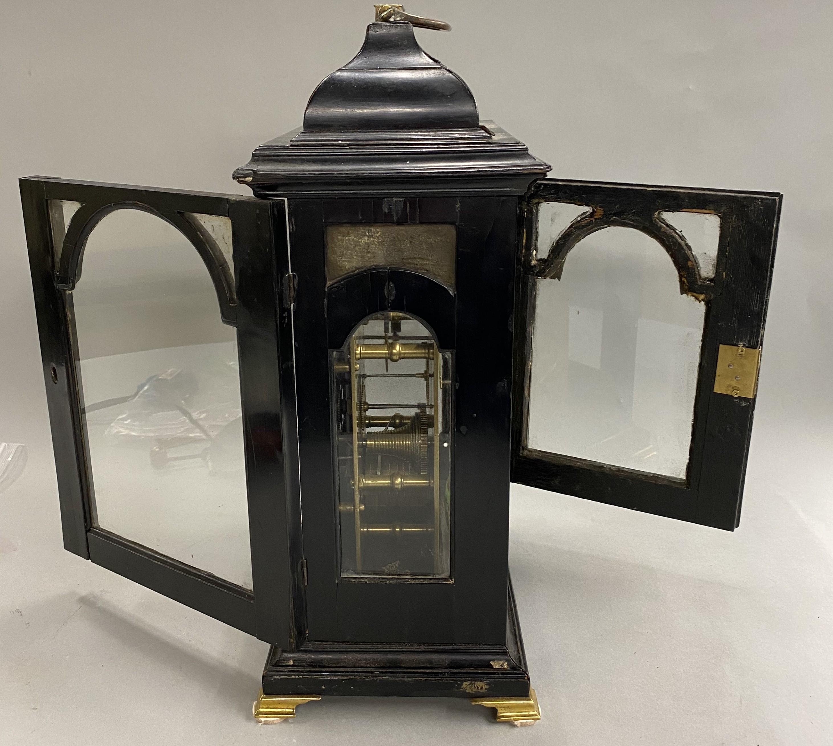 Veneer George II Edward Browne of Norwich Bracket Clock in Ebonized Mahogany Case For Sale