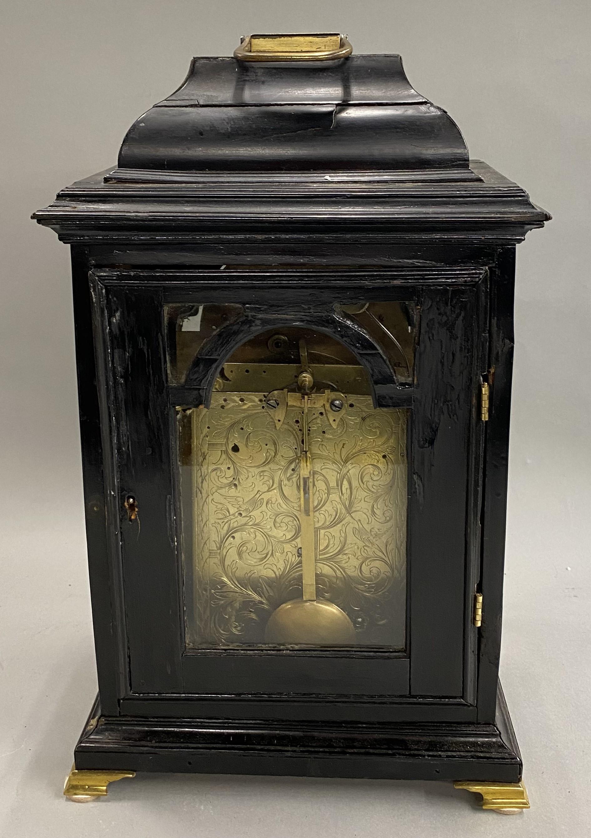 George II Edward Browne of Norwich Bracket Clock in Ebonized Mahogany Case In Good Condition For Sale In Milford, NH