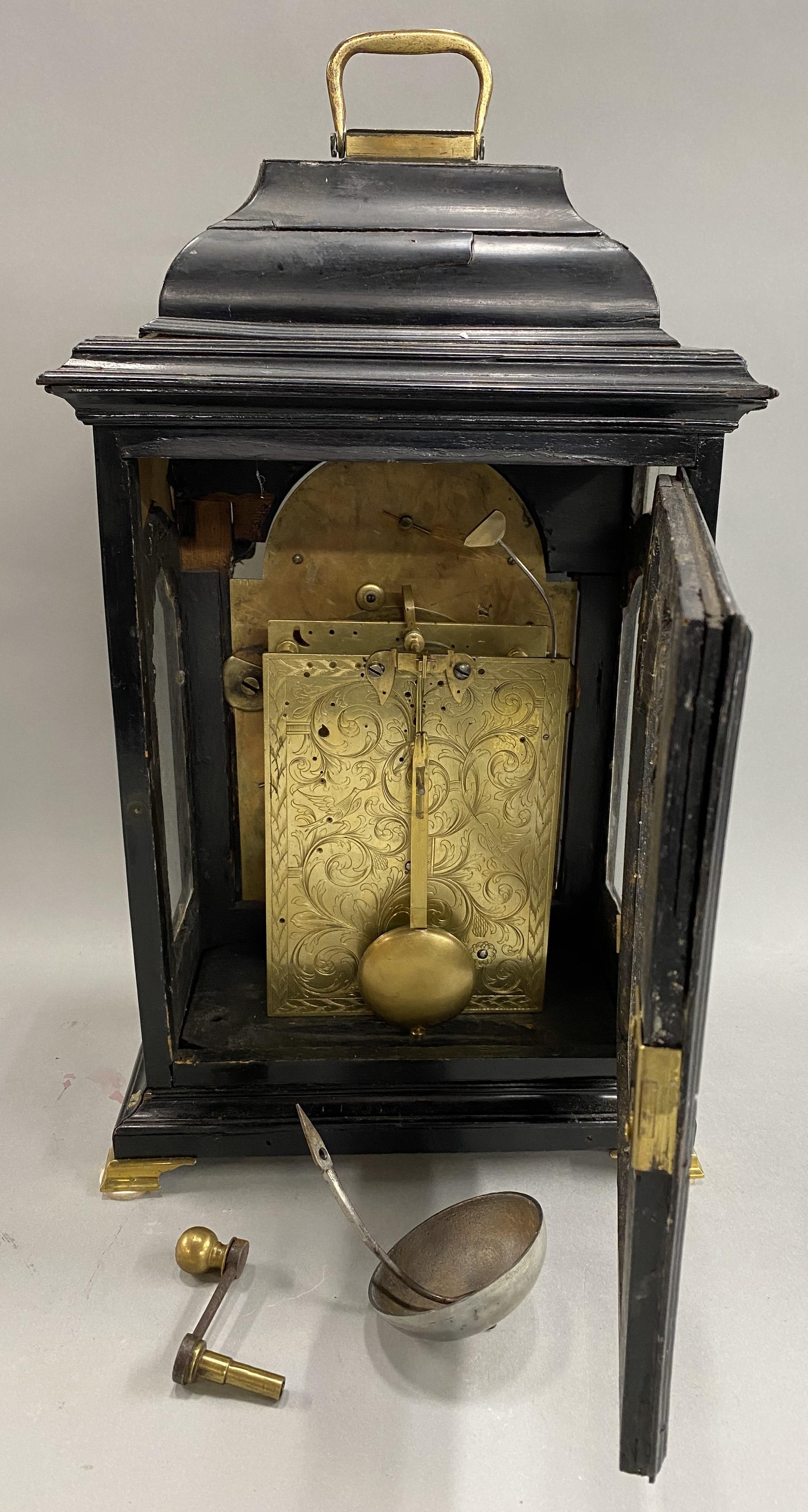 18th Century George II Edward Browne of Norwich Bracket Clock in Ebonized Mahogany Case For Sale