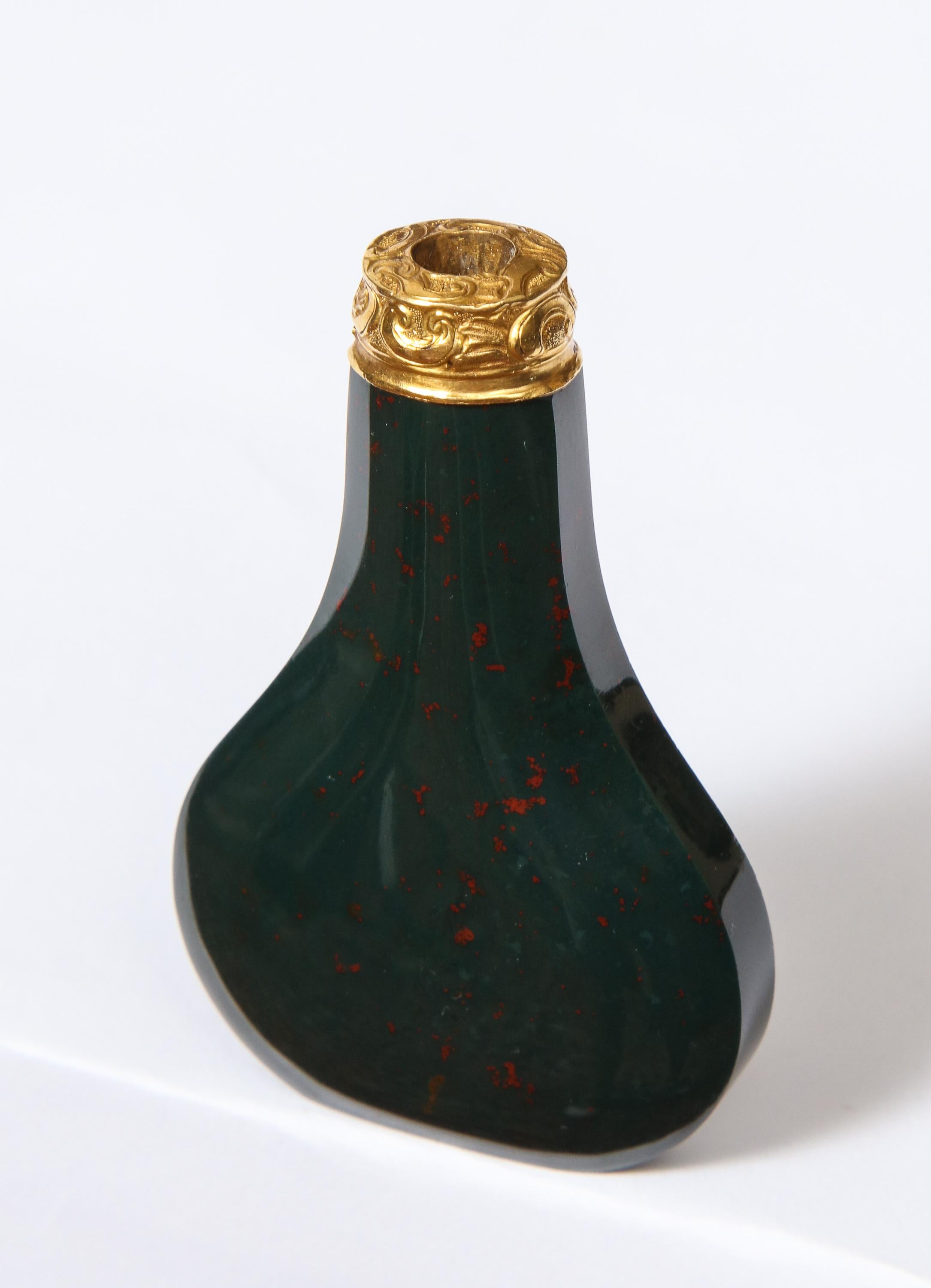 George II English 18 Karat Gold and Bloodstone Perfume Bottle 1
