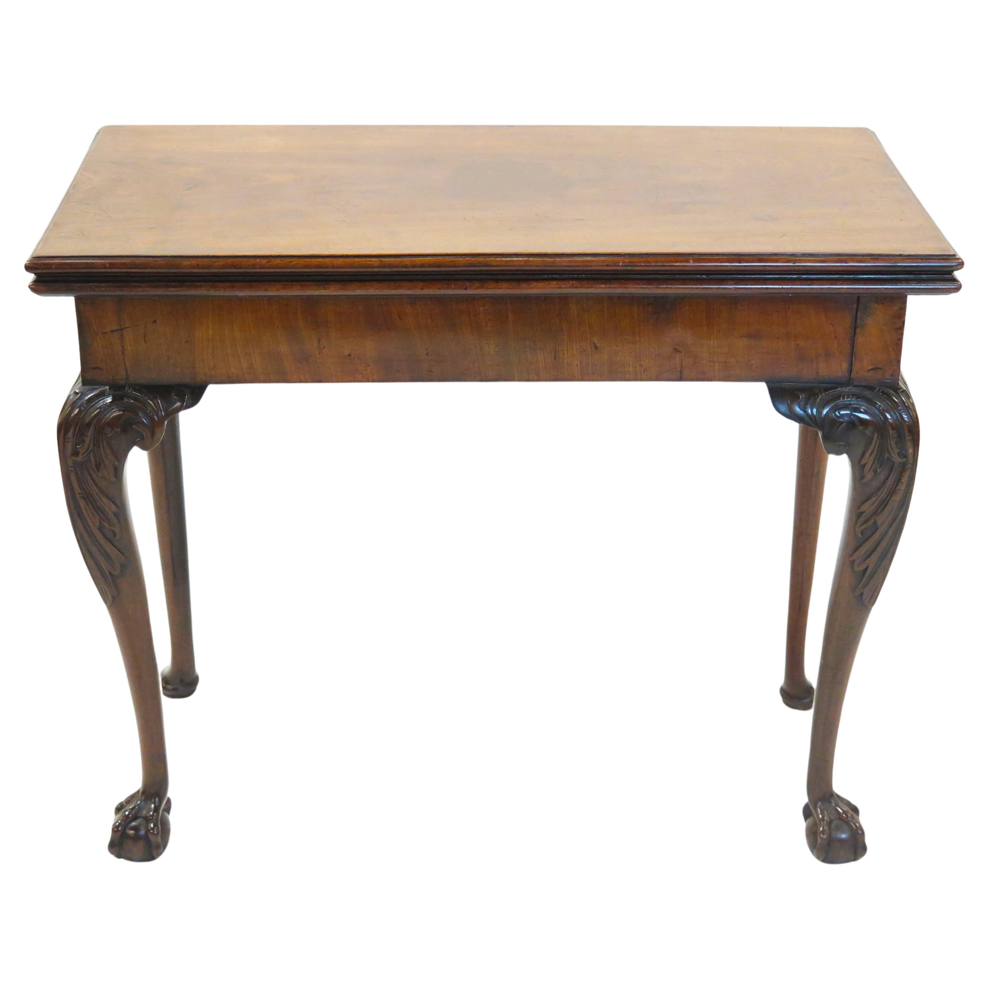 George II Mahogany Card / Tea Table with Concertina Action For Sale